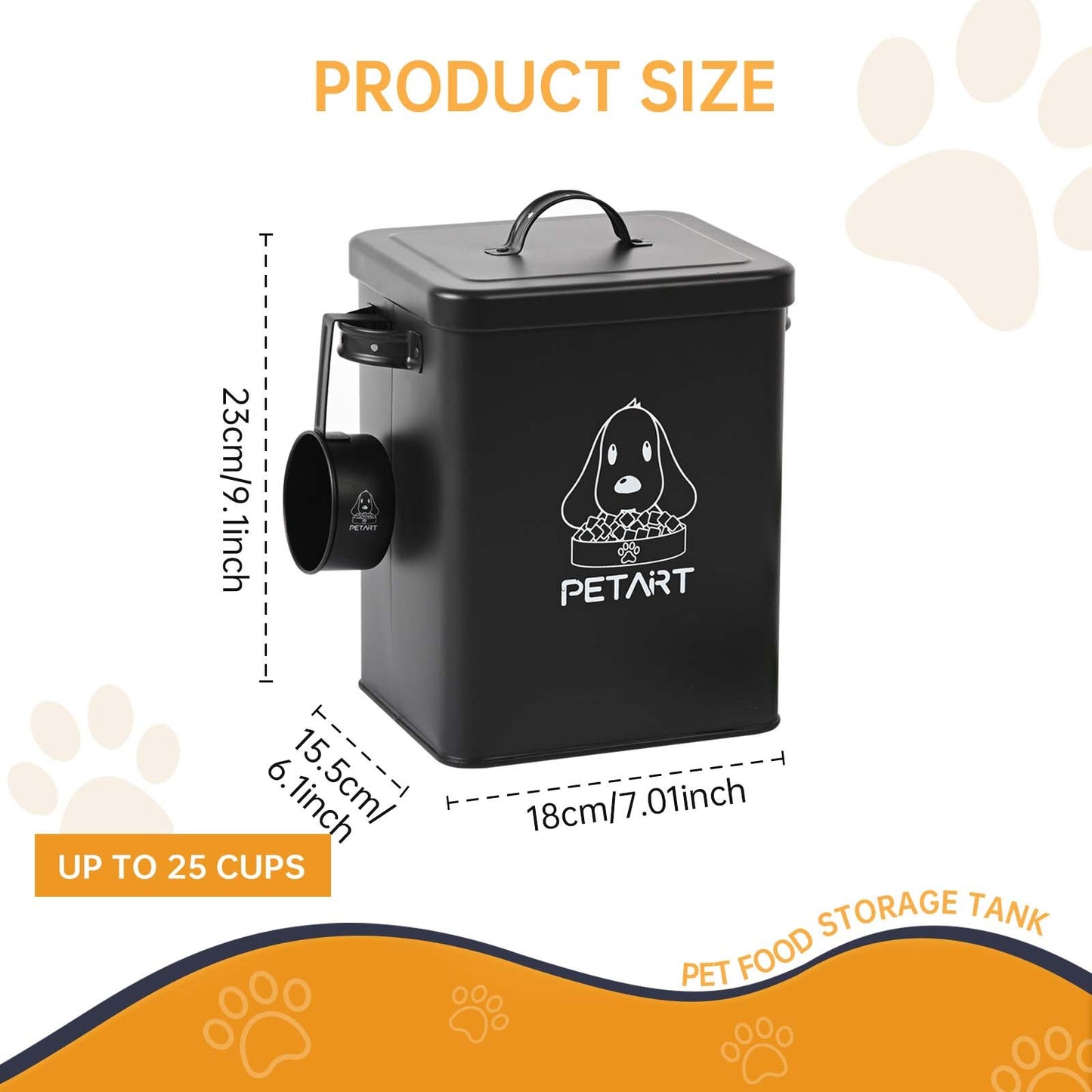 Dog Food Storage Container, Metal Pet Food Storage Containers, Cat Food Storage Container With Spoon & Cute Desiccant