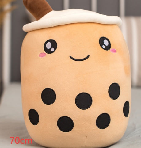 Soft Boba Tea Plush Pillow – Cute Strawberry Milk Tea Cushion Toy