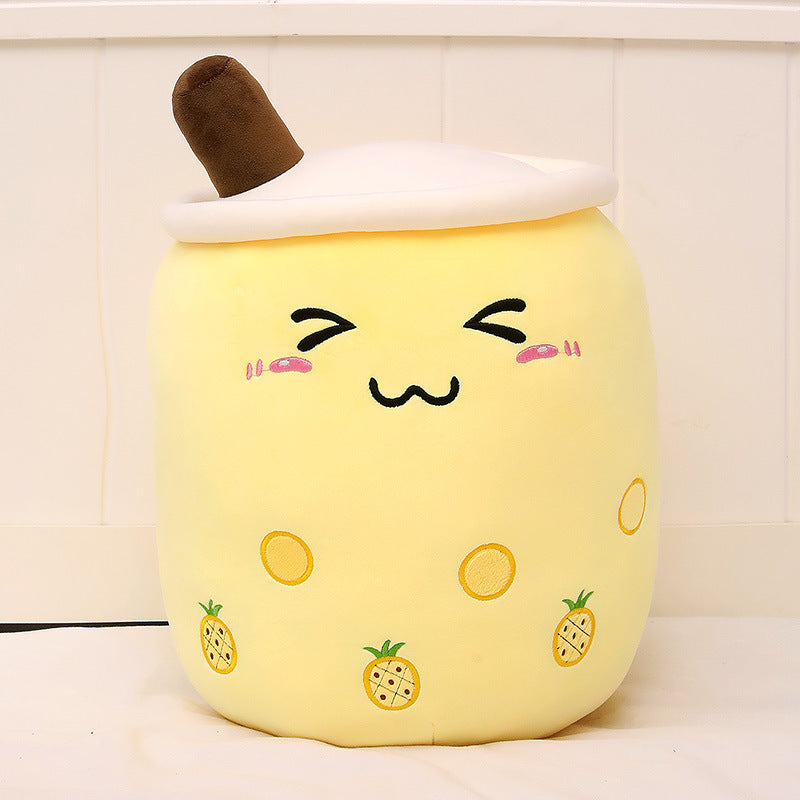 Soft Boba Tea Plush Pillow – Cute Strawberry Milk Tea Cushion Toy