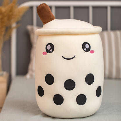 Soft Boba Tea Plush Pillow – Cute Strawberry Milk Tea Cushion Toy