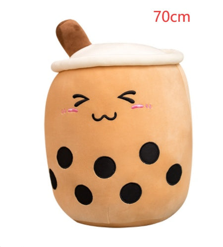 Soft Boba Tea Plush Pillow – Cute Strawberry Milk Tea Cushion Toy