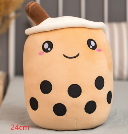 Soft Boba Tea Plush Pillow – Cute Strawberry Milk Tea Cushion Toy