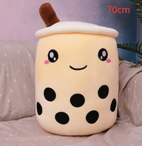 Soft Boba Tea Plush Pillow – Cute Strawberry Milk Tea Cushion Toy