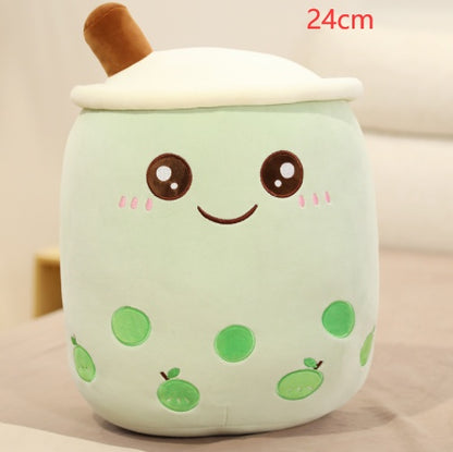 Soft Boba Tea Plush Pillow – Cute Strawberry Milk Tea Cushion Toy