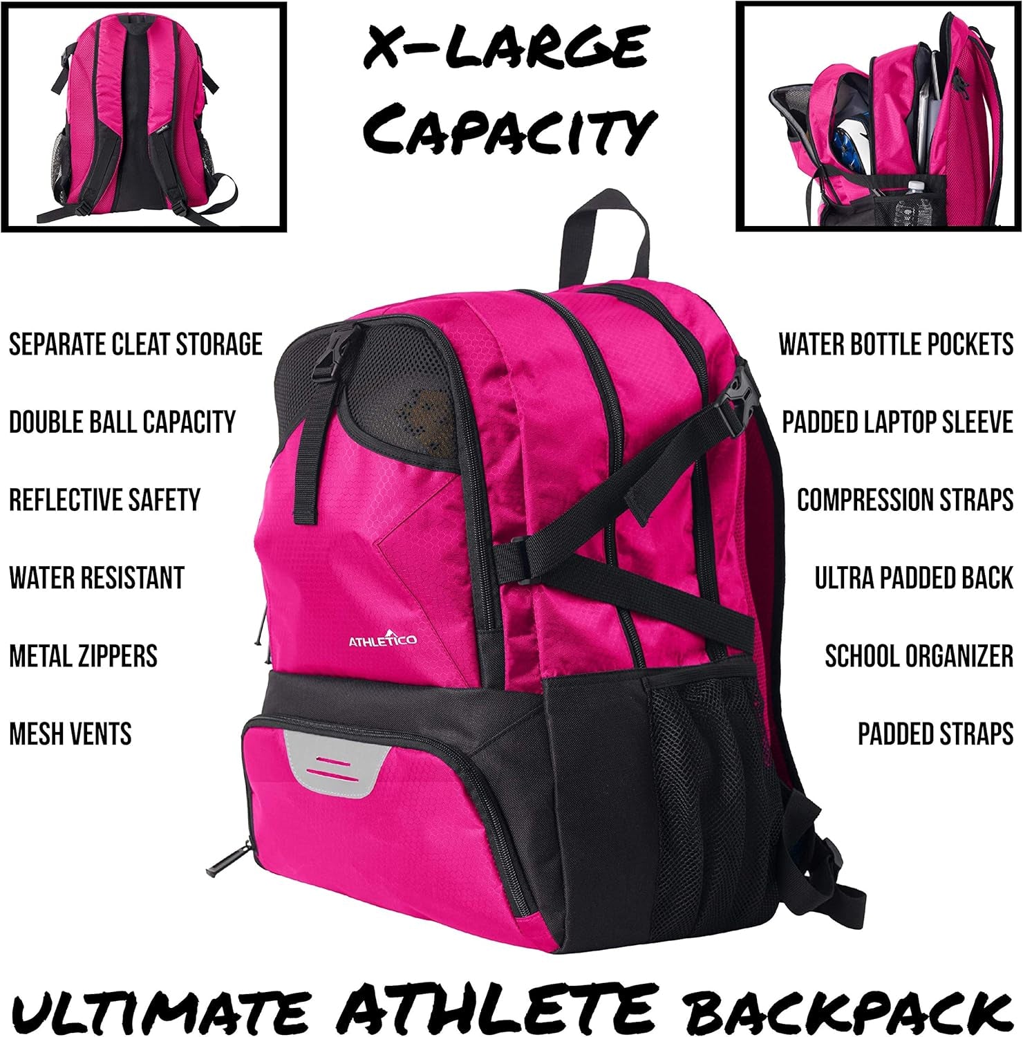 National Soccer Bag - Backpack for Soccer, Basketball & Football Includes Separate Cleat and Ball Holder