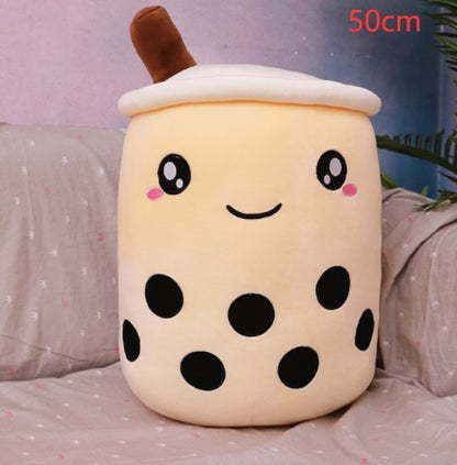 Soft Boba Tea Plush Pillow – Cute Strawberry Milk Tea Cushion Toy