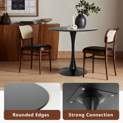 31.5'' Round Black Dining Table with Sturdy Base – Seats 2-4