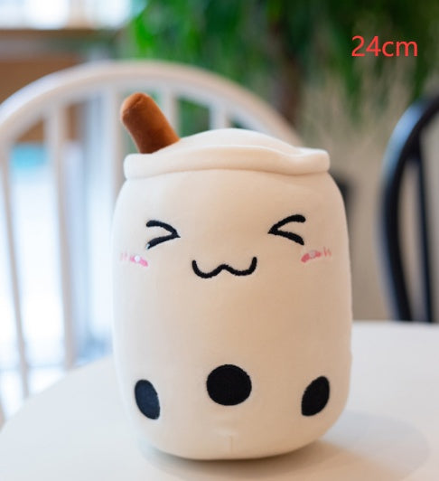 Soft Boba Tea Plush Pillow – Cute Strawberry Milk Tea Cushion Toy