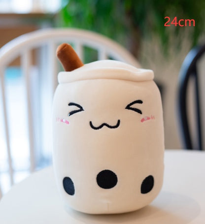 Soft Boba Tea Plush Pillow – Cute Strawberry Milk Tea Cushion Toy