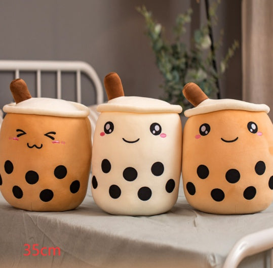 Soft Boba Tea Plush Pillow – Cute Strawberry Milk Tea Cushion Toy