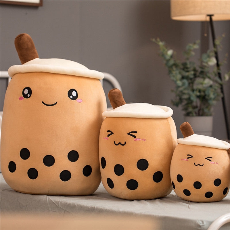 Soft Boba Tea Plush Pillow – Cute Strawberry Milk Tea Cushion Toy