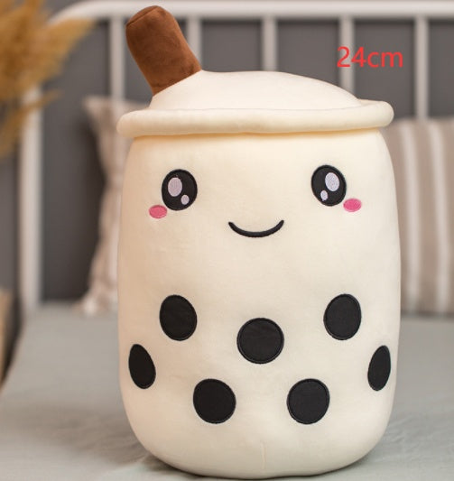 Soft Boba Tea Plush Pillow – Cute Strawberry Milk Tea Cushion Toy