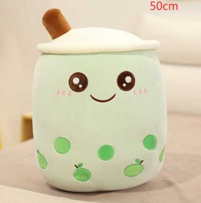 Soft Boba Tea Plush Pillow – Cute Strawberry Milk Tea Cushion Toy