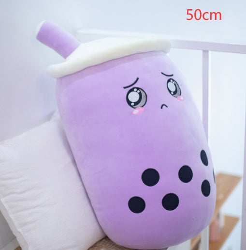 Soft Boba Tea Plush Pillow – Cute Strawberry Milk Tea Cushion Toy