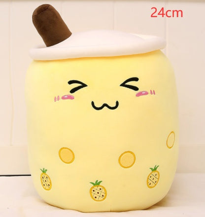 Soft Boba Tea Plush Pillow – Cute Strawberry Milk Tea Cushion Toy