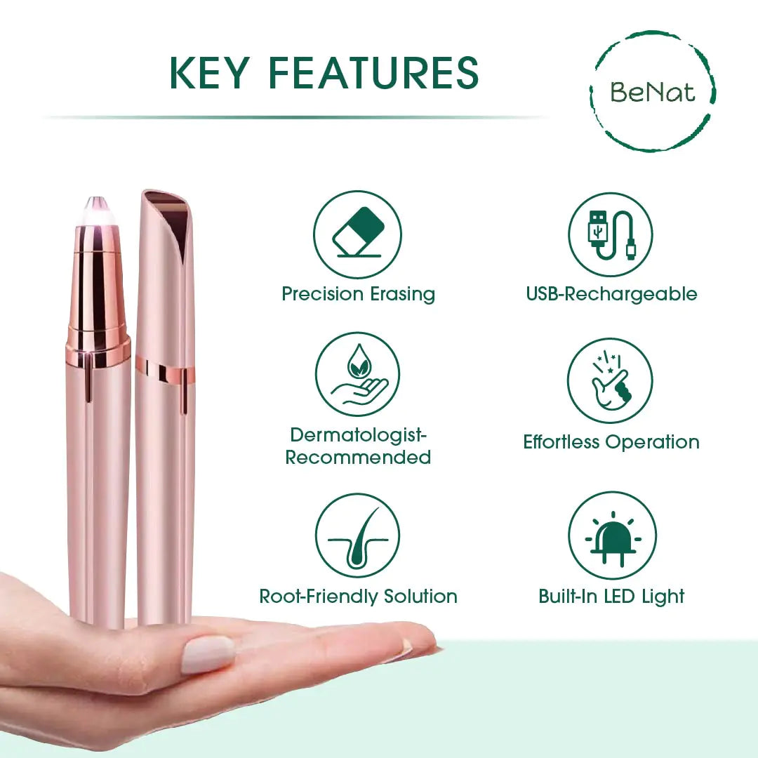 Rechargeable Eyebrow Hair Remover – Painless, Precise, and Portable Trimmer for Women & Men, USB Charging, Gentle on Skin