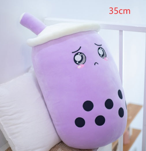 Soft Boba Tea Plush Pillow – Cute Strawberry Milk Tea Cushion Toy