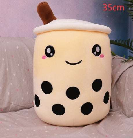 Soft Boba Tea Plush Pillow – Cute Strawberry Milk Tea Cushion Toy