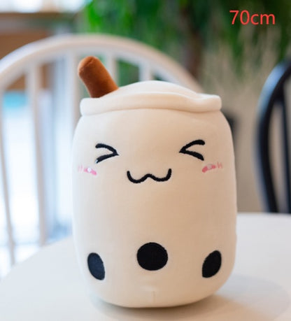 Soft Boba Tea Plush Pillow – Cute Strawberry Milk Tea Cushion Toy