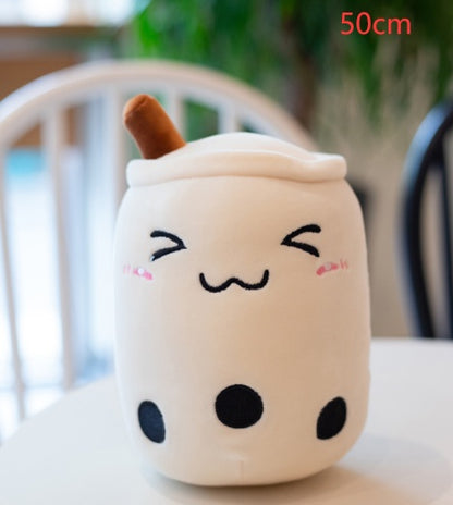 Soft Boba Tea Plush Pillow – Cute Strawberry Milk Tea Cushion Toy