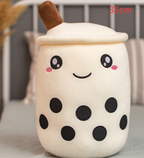 Soft Boba Tea Plush Pillow – Cute Strawberry Milk Tea Cushion Toy