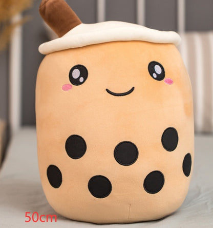 Soft Boba Tea Plush Pillow – Cute Strawberry Milk Tea Cushion Toy