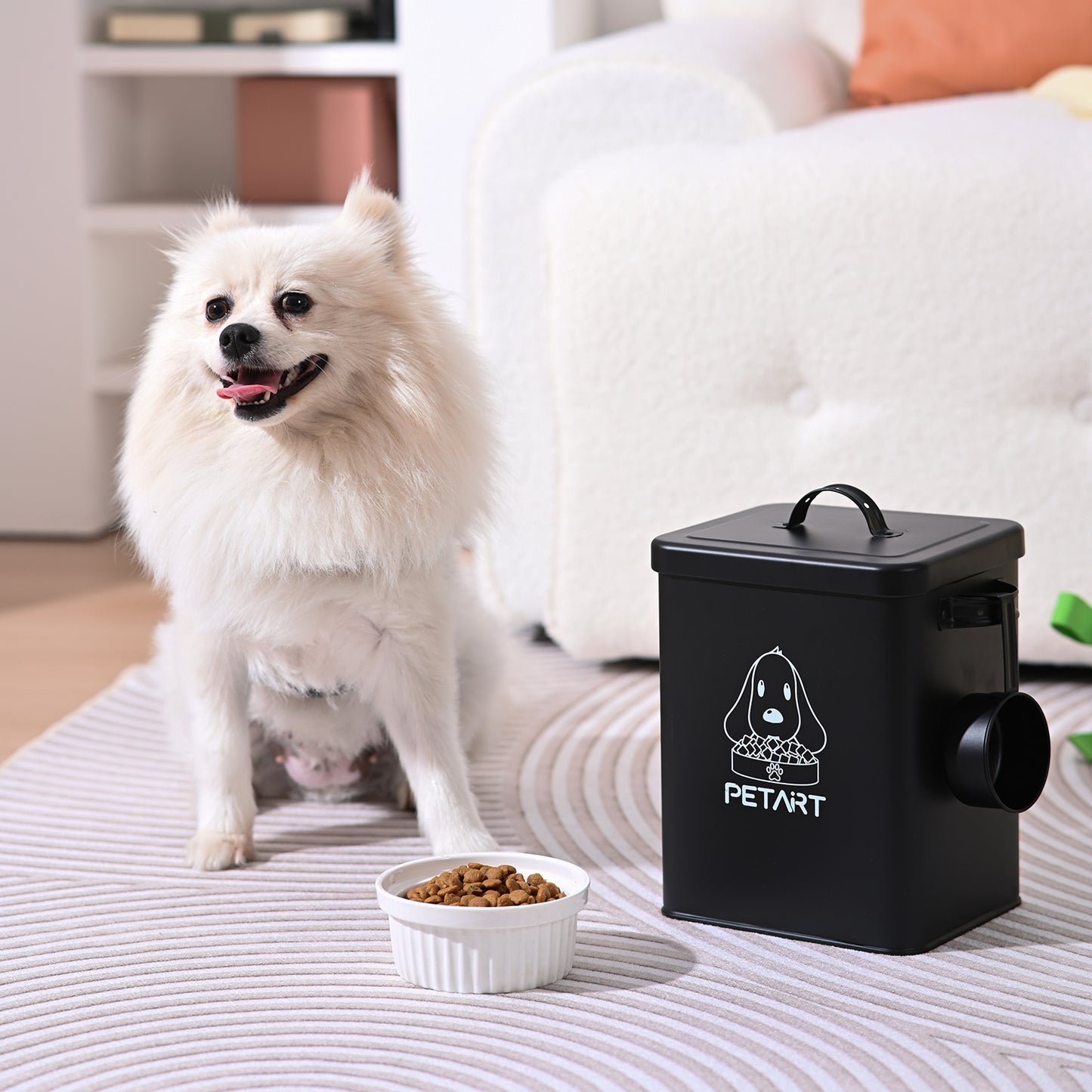 Dog Food Storage Container, Metal Pet Food Storage Containers, Cat Food Storage Container With Spoon & Cute Desiccant