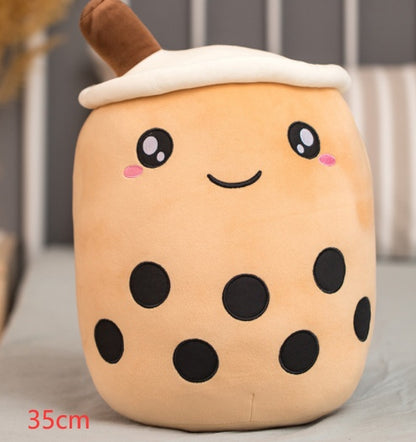 Soft Boba Tea Plush Pillow – Cute Strawberry Milk Tea Cushion Toy