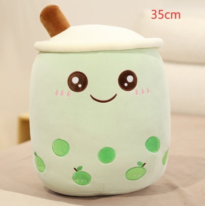 Soft Boba Tea Plush Pillow – Cute Strawberry Milk Tea Cushion Toy