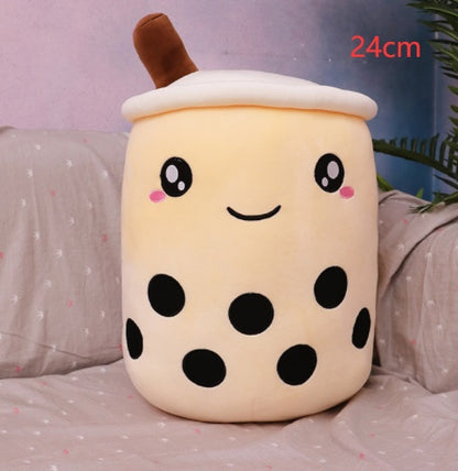 Soft Boba Tea Plush Pillow – Cute Strawberry Milk Tea Cushion Toy