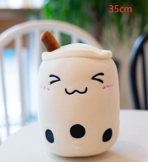 Soft Boba Tea Plush Pillow – Cute Strawberry Milk Tea Cushion Toy