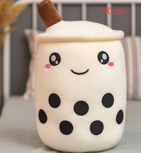 Soft Boba Tea Plush Pillow – Cute Strawberry Milk Tea Cushion Toy